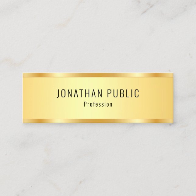 Imitate Gold Metallic Look Template Elegant Modern Mini Visitenkarte (Vorderseite)