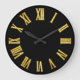 Imitate Gold Metallic Minimal römische Zahlen Schw Große Wanduhr
