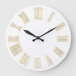 Imitate Gold Metallic Minimal römische Zahlen Weiß Große Wanduhr