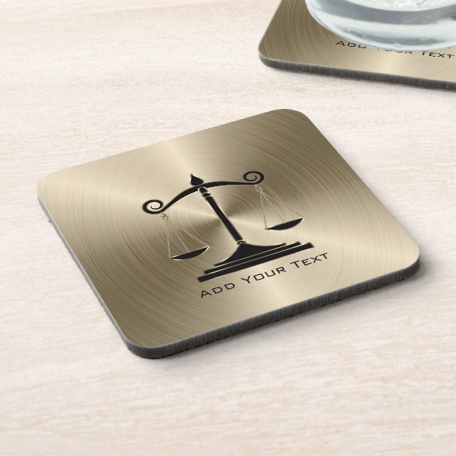 Imitate Gold Metallic mit Skala der Gerechtigkeit Getränkeuntersetzer (Linke Seite)