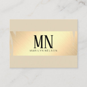 Imitate Gold mit Chic Monogram / Beige Visitenkarte