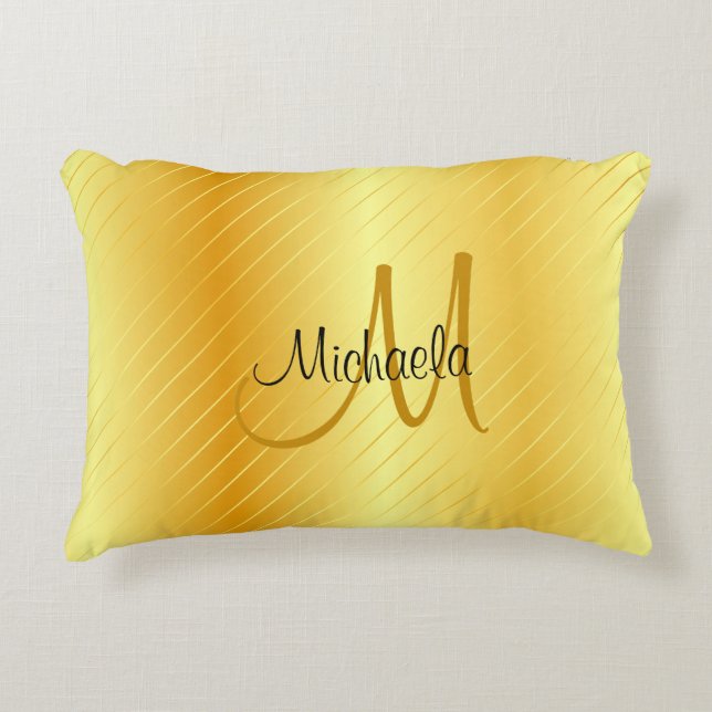 Imitate Gold Mit Monogramm Elegante Moderne Vorlag Dekokissen (Vorderseite)