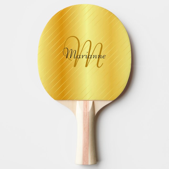 Imitate Gold Mit Monogramm Elegante Moderne Vorlag Tischtennis Schläger (Vorderseite)