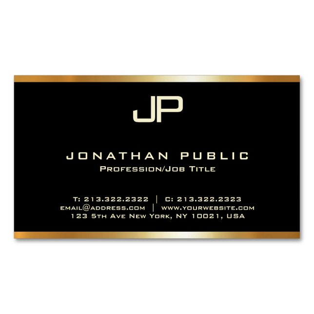 Imitate Gold Mit Monogramm Moderne Elegant Templat Magnetische Visitenkarte (Vorderseite)