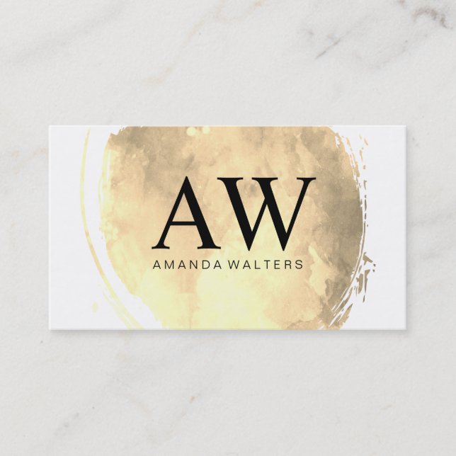 Imitate Gold mit Serif-Monogramm gepinselt Visitenkarte (Vorderseite)