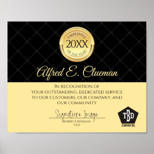 Imitate Gold Mitarbeiter des Jahres Prämienzertifi Poster