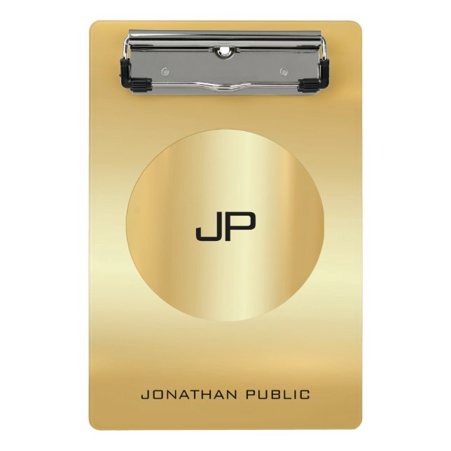Imitate Gold Moderne elegante Mit Monogramm Vorlag Mini Klemmbrett (Vorderseite)