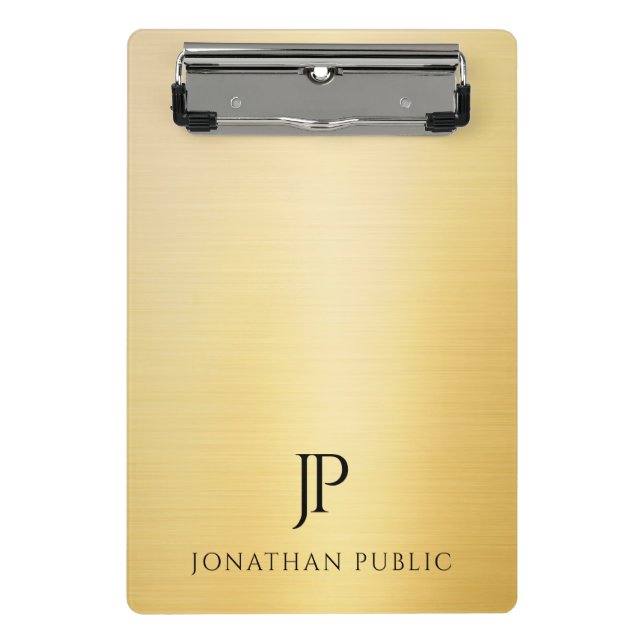Imitate Gold Moderne elegante Mit Monogramm Vorlag Mini Klemmbrett (Vorderseite)