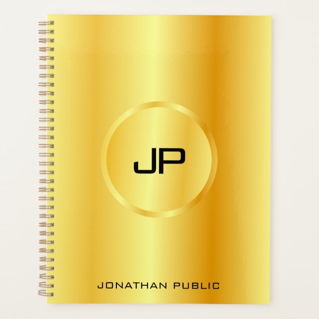 Imitate Gold Moderne elegante Monogram Trendy Temp Planer (Vorderseite)