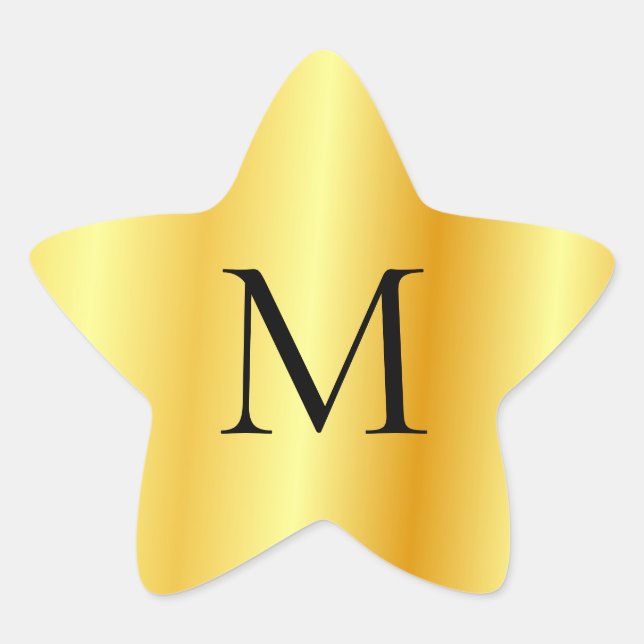 Imitate Gold Moderne, elegante Monogramm-Vorlage Stern-Aufkleber (Vorderseite)