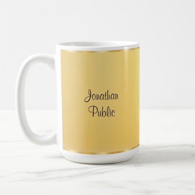 Imitate Gold Moderne handgeschriebene Skriptvorlag Kaffeetasse (Links)