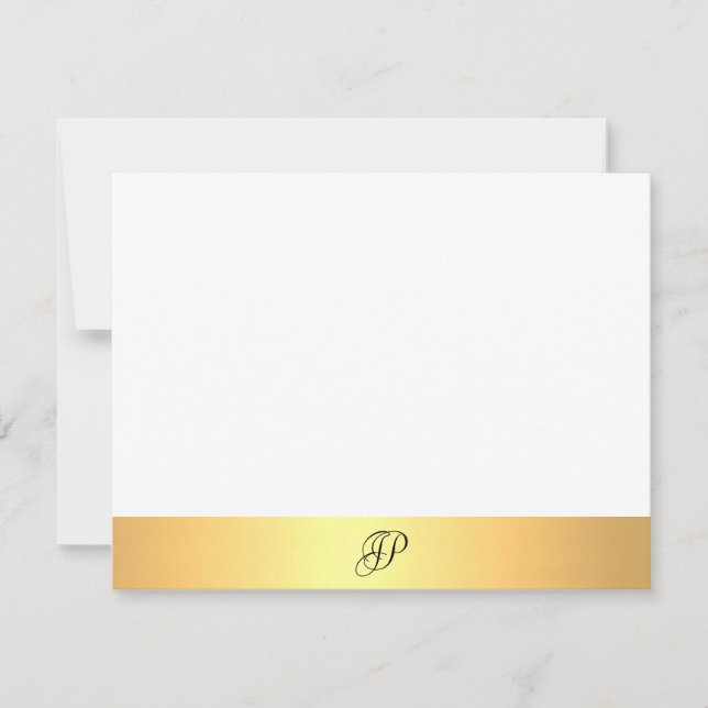 Imitate Gold Moderne Handschrift Monogram Name Mitteilungskarte (Vorderseite)