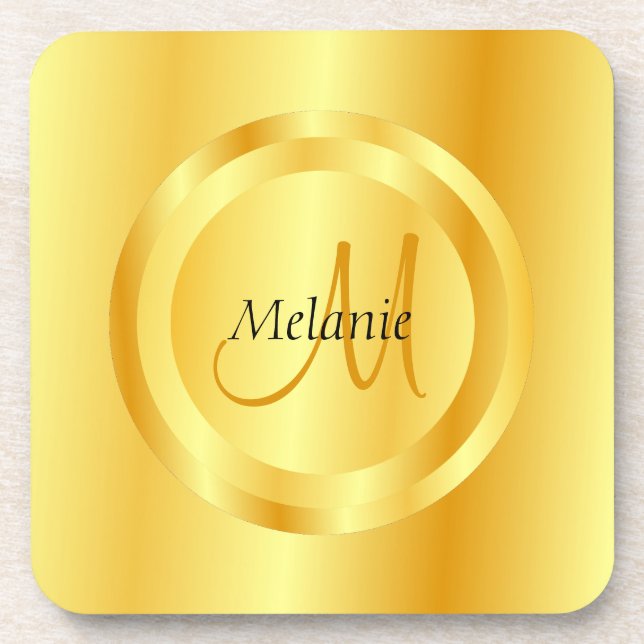 Imitate Gold Moderne Mit Monogramm Elegante Vorlag Getränkeuntersetzer (Vorderseite)