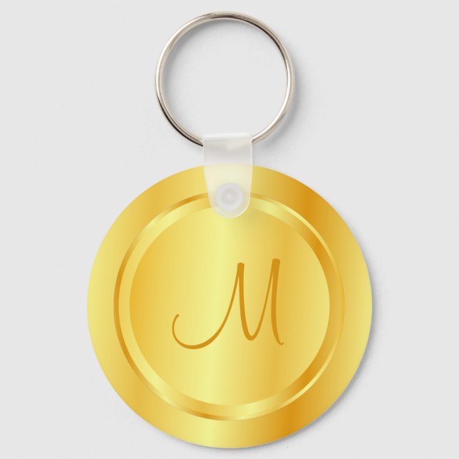 Imitate Gold Moderne Monogram Vorlage Elegant Schlüsselanhänger (Vorderseite)