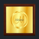 Imitate Gold Moderne Monogramm Elegante Vorlage Erinnerungskiste<br><div class="desc">Imitate Gold Moderne Monogram Elegant Template Holzschmuck bewahren Golden Oak Geschenkboxen.</div>