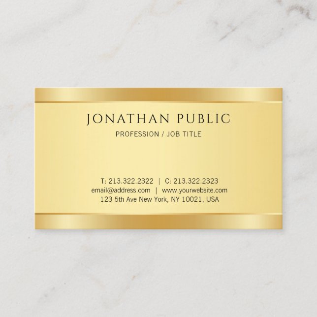 Imitate Gold Modernes einfaches Design Elegante Vo Visitenkarte (Vorderseite)