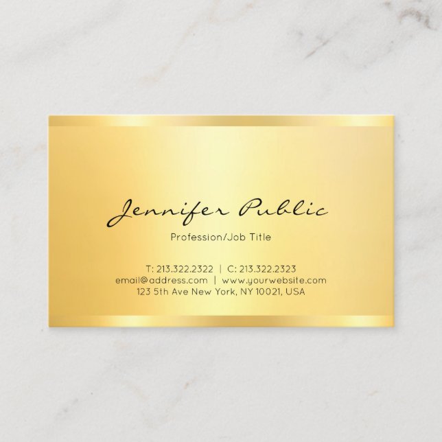 Imitate Gold Modernes Minimalistisches Elegantes B Visitenkarte (Vorderseite)