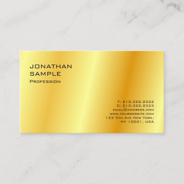 Imitate Gold Modernes Minimalistisches Elegantes B Visitenkarte (Vorderseite)