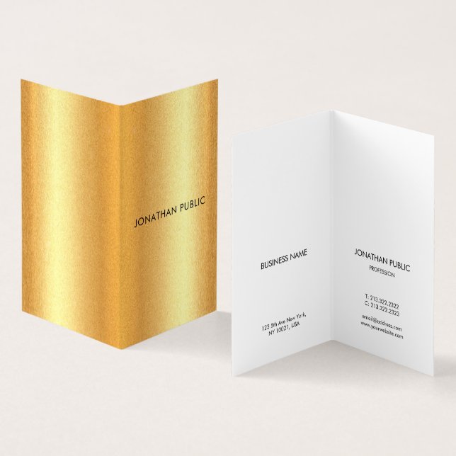 Imitate Gold Modernes Minimalistisches Elegantes B Visitenkarten (Innenseite und Außenseite)