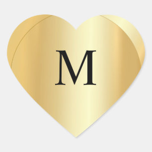 Imitate Gold Monogram Custom Elegant Template Herz-Aufkleber