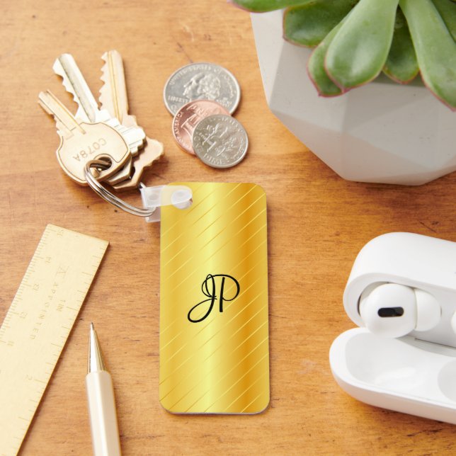 Imitate Gold Monogram Elegante Moderne Vorlage Schlüsselanhänger (Schreibtisch)