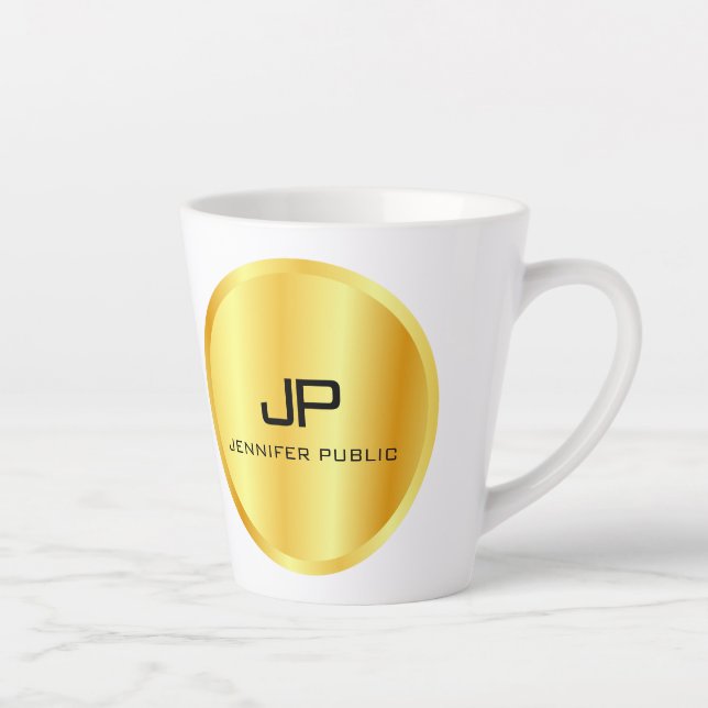 Imitate Gold Monogram Personalisiert Trendy Templa Milchtasse (Rechts)