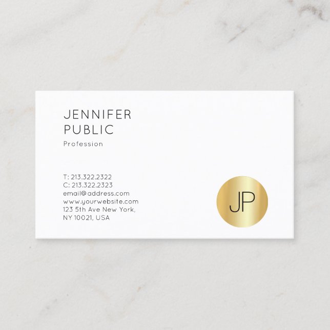 Imitate Gold Monogram Template Elegant Beruflich Visitenkarte (Vorderseite)