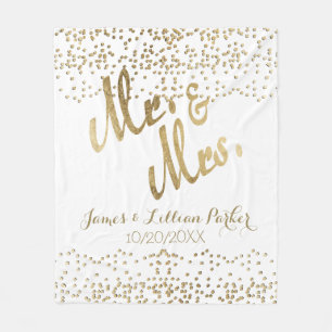 Imitate Gold Mr. und Mrs. Monogram Wedding Fleecedecke