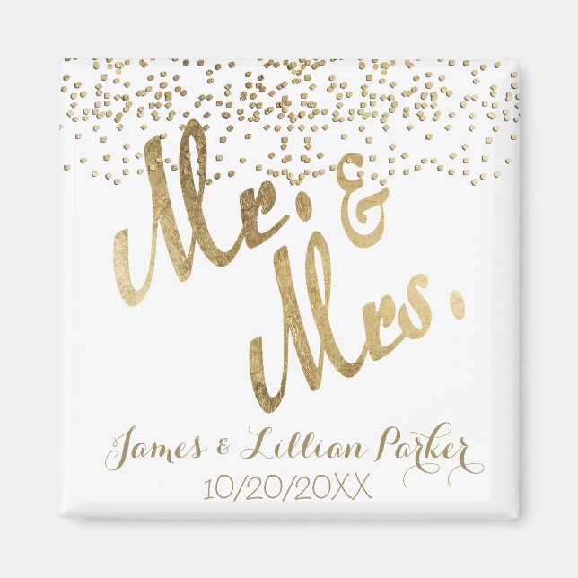Imitate Gold Mr. und Mrs. Monogram Wedding Magnet (Vorne)