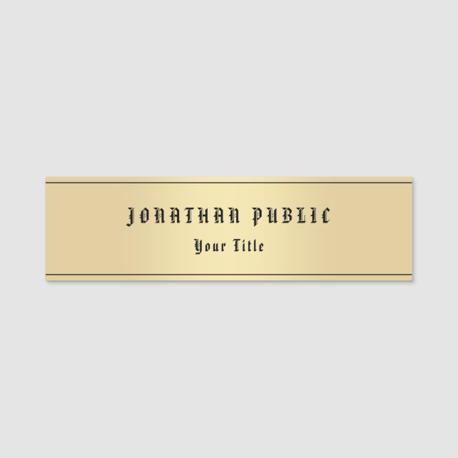 Imitate Gold Nostalgie Look Old Style Text Templat Namensschild (Vorderseite)