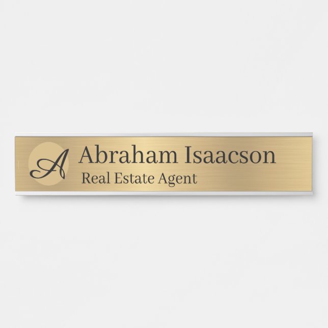 Imitate Gold Office Türschild Plate Real Anwesen (Vorderseite )