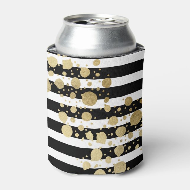 Imitate Gold Paint Spritzer auf Schwarz und Weiß S Dosenkühler (Kanne Vorderseite)