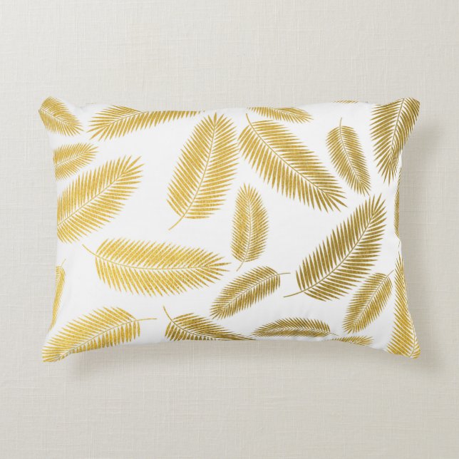 Imitate Gold Palm Blätter Muster Dekokissen (Vorderseite)