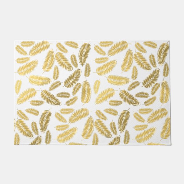 Imitate Gold Palm Blätter Muster Fußmatte (Vorderseite)