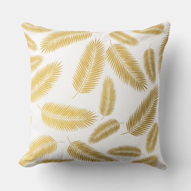 Imitate Gold Palm Blätter Muster Kissen (Vorderseite)