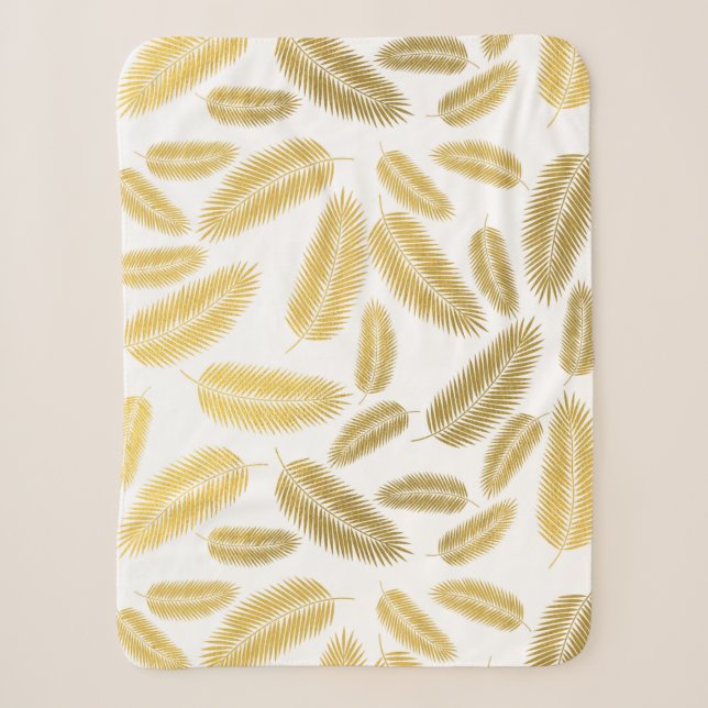 Imitate Gold Palm Blätter Muster Sherpadecke (Vorderseite)