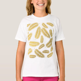 Imitate Gold Palm Blätter Muster T-Shirt