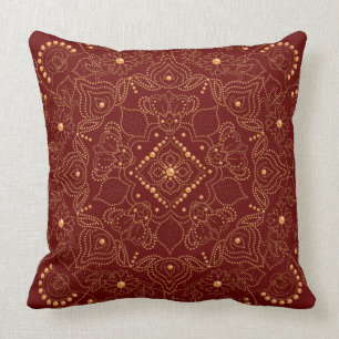 Imitate Gold Pearl Bead Mandala Print Kissen