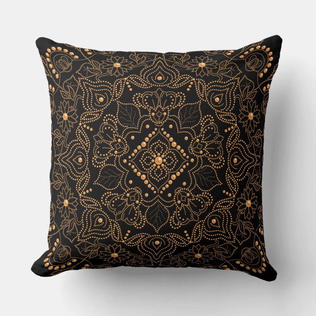 Imitate Gold Pearl Bead Mandala Print Kissen (Vorderseite)