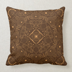 Imitate Gold Pearl Bead Mandala Print Kissen
