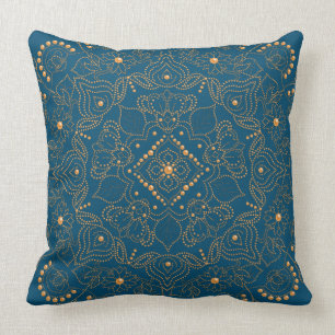 Imitate Gold Pearl Bead Mandala Print Kissen