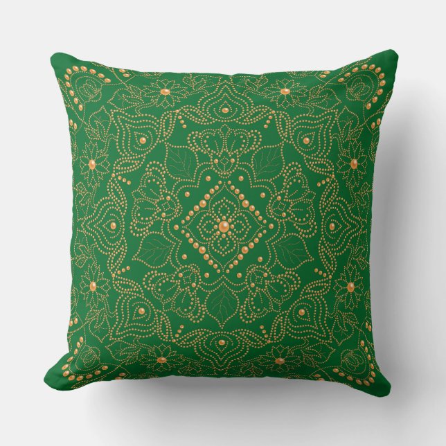 Imitate Gold Pearl Bead Mandala Print Kissen (Vorderseite)
