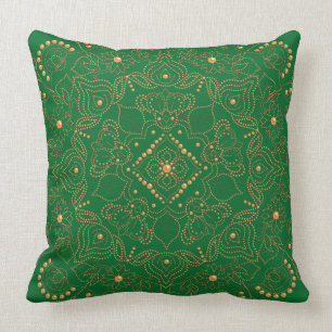 Imitate Gold Pearl Bead Mandala Print Kissen