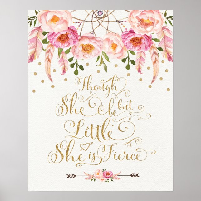 Imitate Gold & Pink Kinderzimmer Art Boho Kalligra Poster (Vorne)