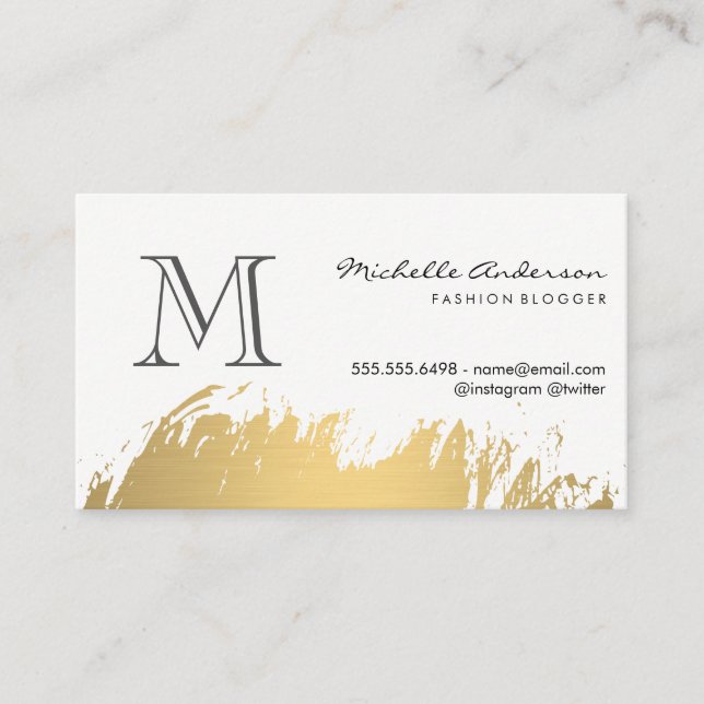 Imitate Gold Pinsel Monogram Visitenkarte (Vorderseite)