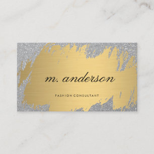 Imitate Gold Pinselgrau   Shimmer-Glitzer Visitenkarte