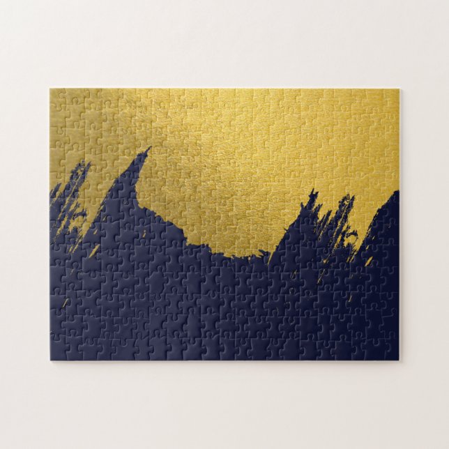 Imitate Gold Pinselstriche mit Navy Blue Backgroun (Horizontal)