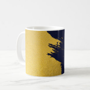 Imitate Gold Pinselstriche mit Navy Blue Backgroun Kaffeetasse