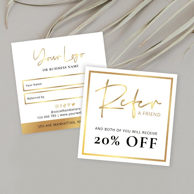 Imitate Gold-Reader-Logo für den Freundespreis Empfehlungskarte (Elegant Business Referral Cards with faux gold effects and space for your logo)