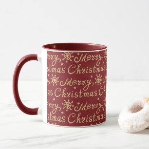 Imitate Gold & Red Frohe Weihnachtsbriefe Tasse